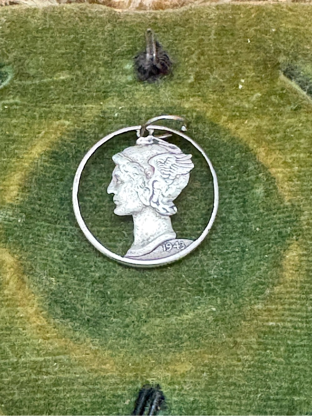 Vintage 1943 Mercury dime silver pendant/charm